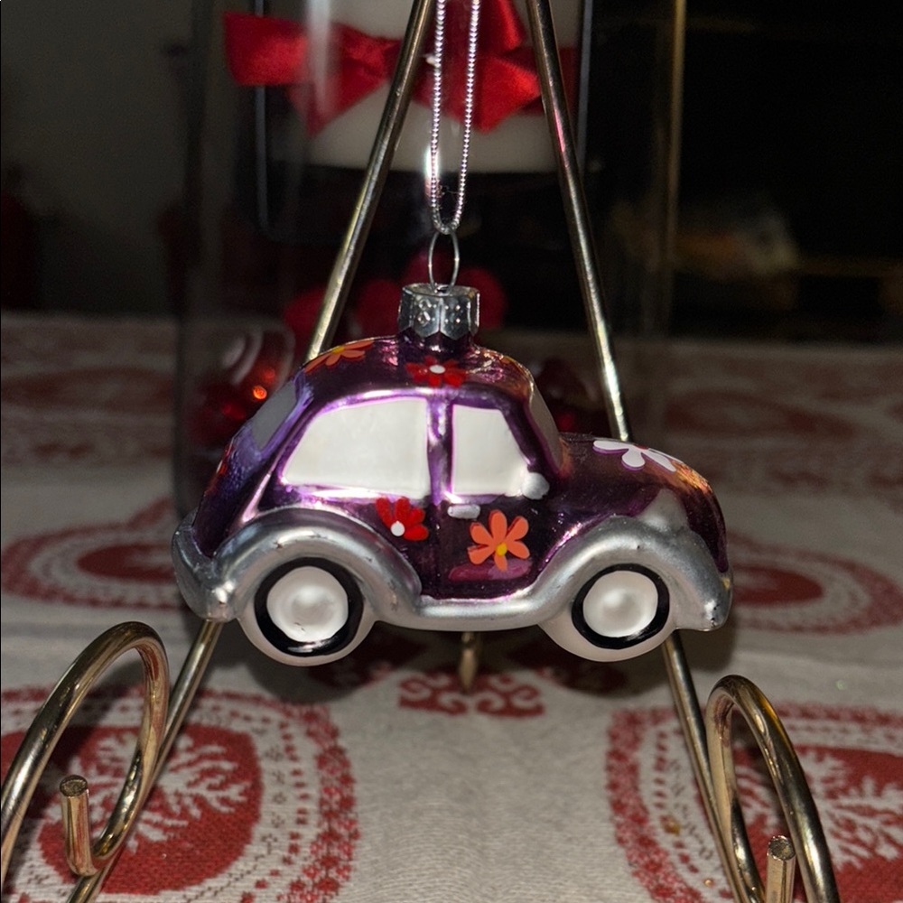 Vintage VW Beetle Glass Ornament!